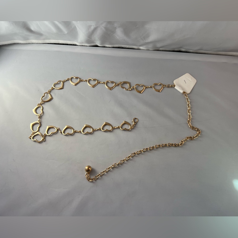 Gold Tone Heart Chain Belt